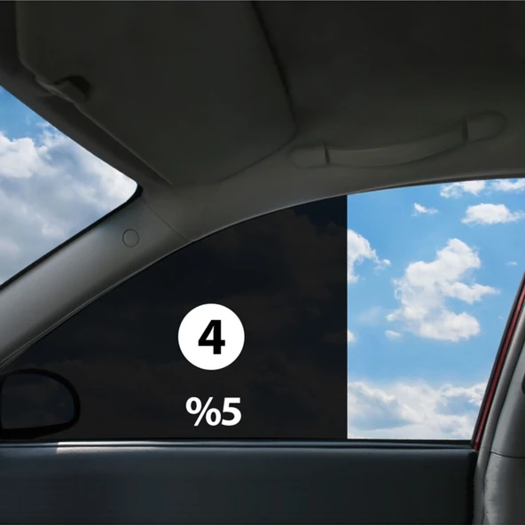 Oto Cam Filmi Çizilmez 1. Kalite 50 Cm X 6 Metre %5 Koyuluk 4 Numara En Koyu Ton - 4