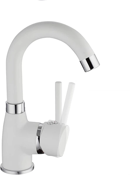 Sardıcı Krom Gövde Lavabo Bataryası - Beyaz - 3