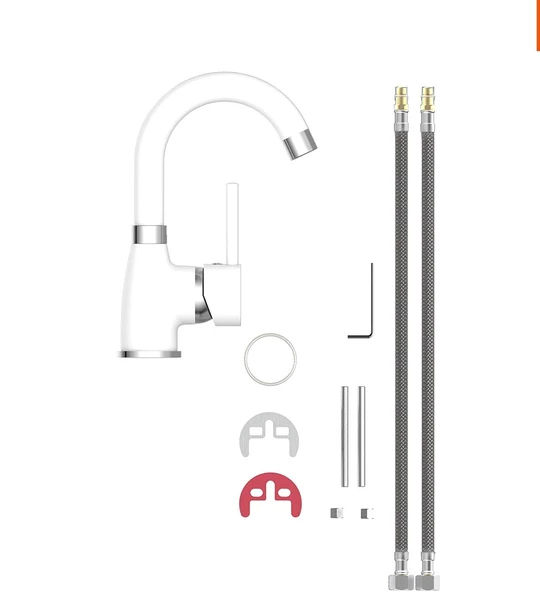 Sardıcı Krom Gövde Lavabo Bataryası - Beyaz - 4