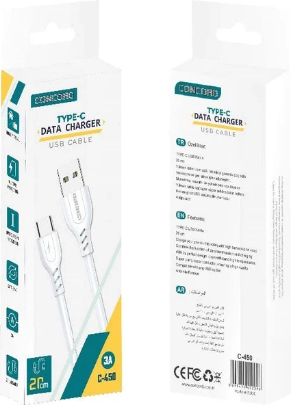 Concord C451 20 Cm 2A USB -Lightning Powerbank Kablo - 2