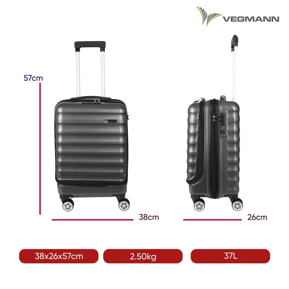 Vegmann Wave Laptop Bölmeli Antrasit Kabin Boy Valiz - 3