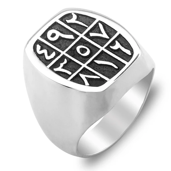 Ebcet Gümüş Erkek Yüzük - Resim 3