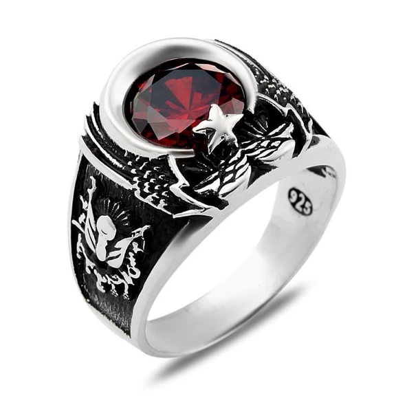 925 Ayar Gümüş Kartal Başlı Erkek Yüzük ürün görseli