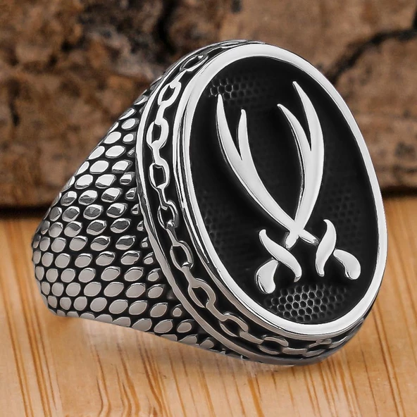 925 Ayar Gümüş Zülfikar  Erkek Yüzük ürün görseli