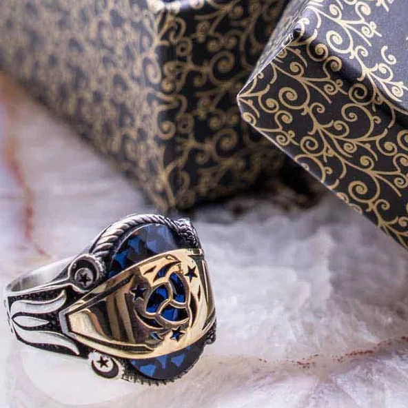 Tekilatı Mahsusa Simgeli Zirkon Taşlı Gümüş Yüzük ürün görseli