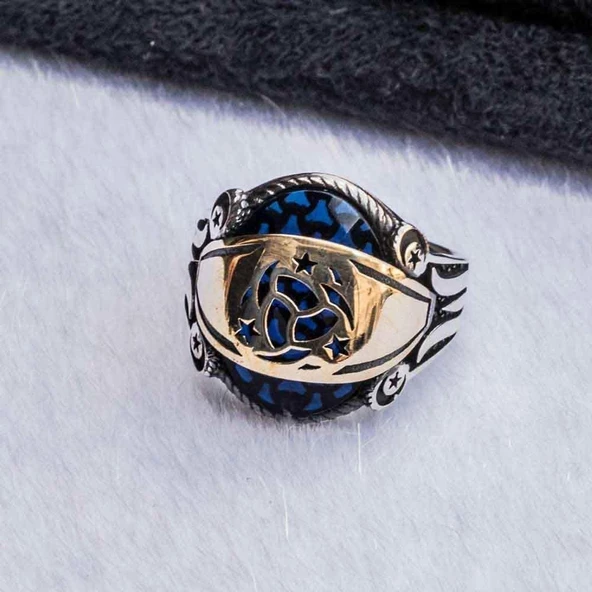 Tekilatı Mahsusa Simgeli Zirkon Taşlı Gümüş Yüzük - Resim 4