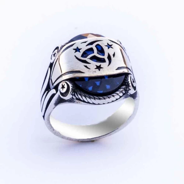 Tekilatı Mahsusa Simgeli Zirkon Taşlı Gümüş Yüzük - Resim 2