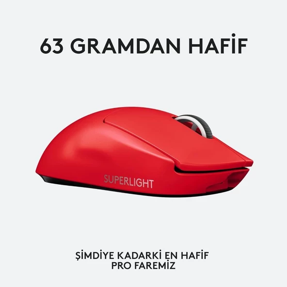 Logitech G PRO X Superlight Hero Kırmızı Kablosuz Oyuncu Mouse Teşhir - 6