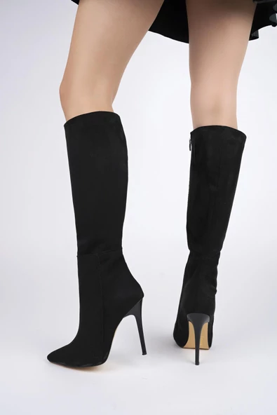 Muggo Floransa Garantili Kadın İnce Topuklu Sivri Burun Yandan Fermuarlı Çizme - 12