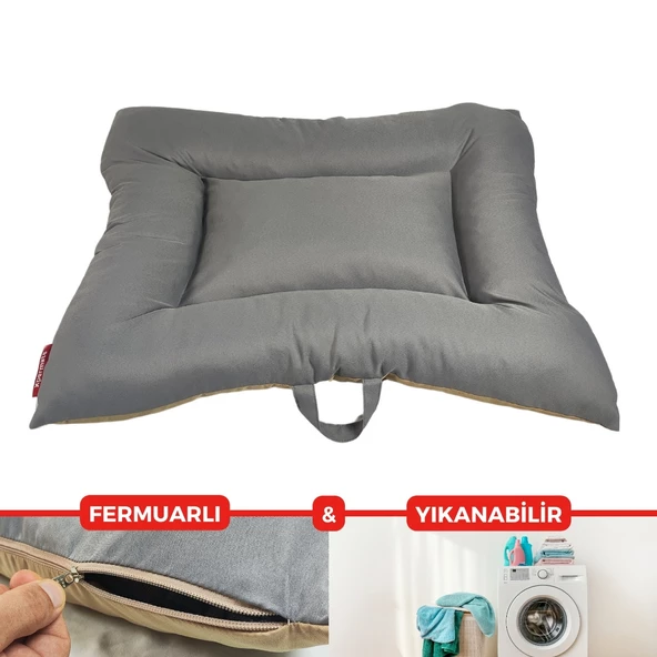 XPERMATE Comfort Köpek Minderi Köpek Yatağı Kedi Yatağı Fermuarlı 70x90 Antrasit Bej