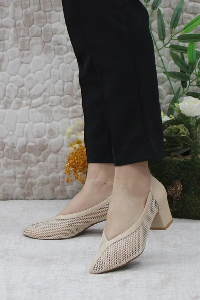 Mehmet Mete 337 Fashion Klasik Topuklu Dantel Örgülü Kadın Ayakkabı - Resim 9