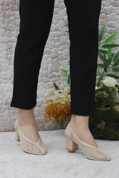 Mehmet Mete 337 Fashion Klasik Topuklu Dantel Örgülü Kadın Ayakkabı - Resim 8
