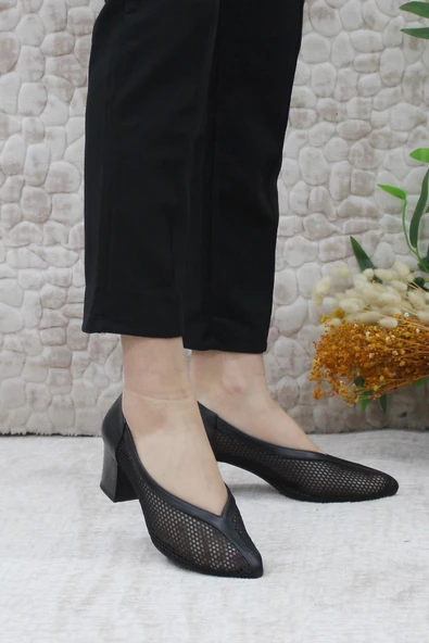 Mehmet Mete 337 Fashion Klasik Topuklu Dantel Örgülü Kadın Ayakkabı - Resim 2
