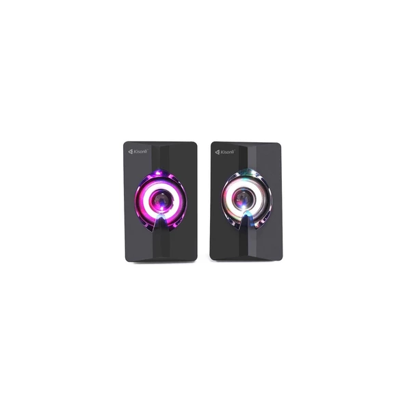 Azemax Usb 2.0 Işıklı Speaker 1+1 Hoparlör RGB Speaker - Resim 2