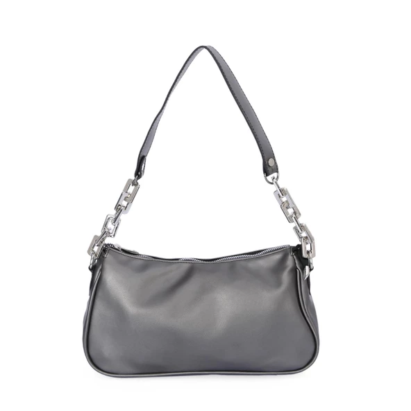 Bayan Zincir Deri Askılı Üstten Fermuarlı Omuz Çantası - 2