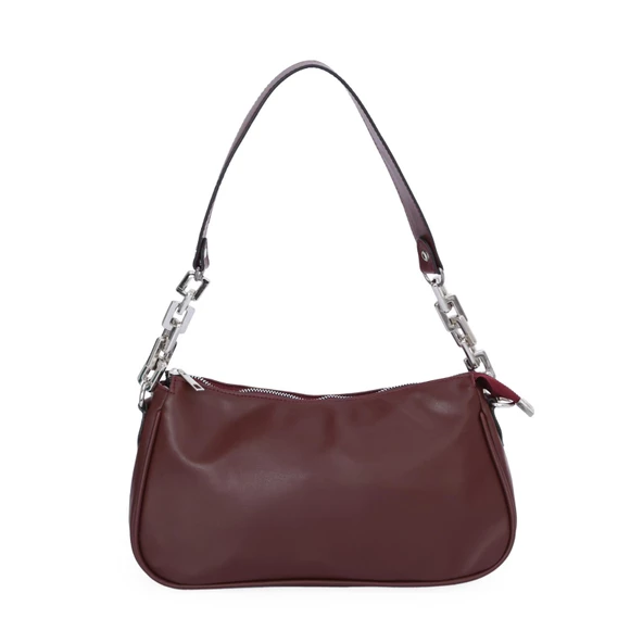 Bayan Zincir Deri Askılı Üstten Fermuarlı Omuz Çantası - 4