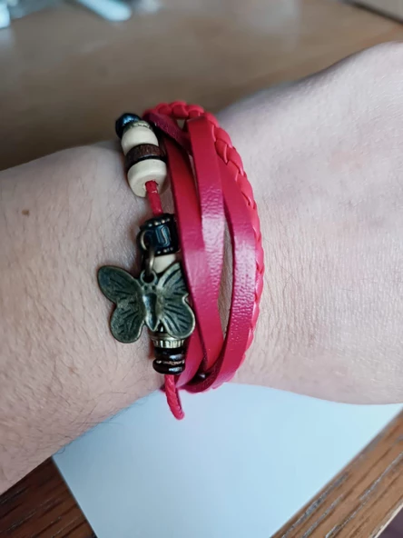 Melike Kelebekli Kırmızı Bileklik - Resim 2