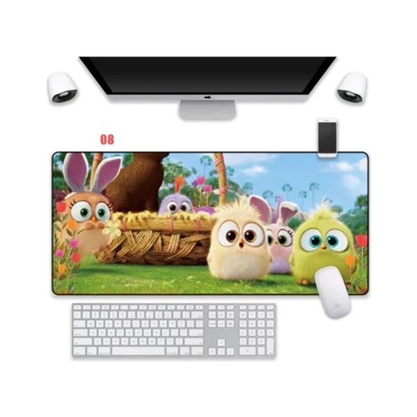 Azemax 70x30cm Civciv Desenli Oyuncu Mousepad kaydırmaz Taban Mousepad - 2
