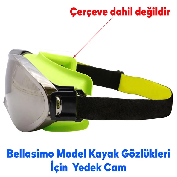 Bellasimo Çerçevesiz Kayak Gözlüğü Camı Lens Değiştirebilir Cam Antifog Güneş Kar Gözlük Camı Gümüş - 7