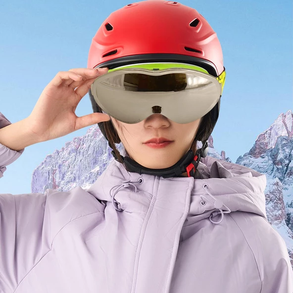 Bellasimo Çerçevesiz Kayak Gözlüğü Camı Lens Değiştirebilir Cam Antifog Güneş Kar Gözlük Camı Gümüş - 8