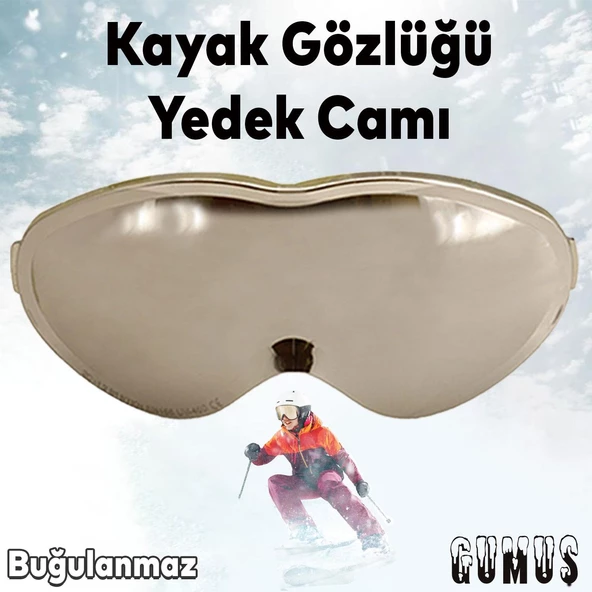 Bellasimo Çerçevesiz Kayak Gözlüğü Camı Lens Değiştirebilir Cam Antifog Güneş Kar Gözlük Camı Gümüş