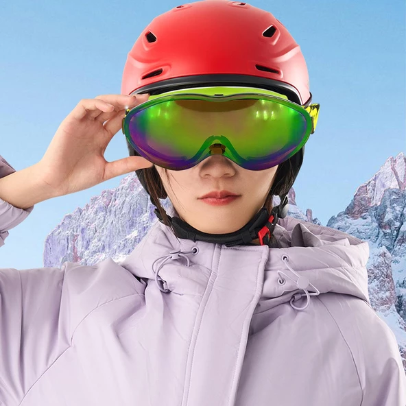 Bellasimo Çerçevesiz Kayak Gözlüğü Camı Lens Değiştirebilir Cam Antifog Güneş Kar Gözlük Camı Gökkuşağı - 8