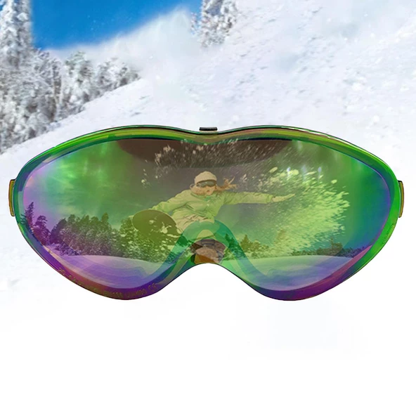 Bellasimo Çerçevesiz Kayak Gözlüğü Camı Lens Değiştirebilir Cam Antifog Güneş Kar Gözlük Camı Gökkuşağı - 4