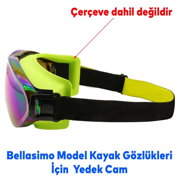 Bellasimo Çerçevesiz Kayak Gözlüğü Camı Lens Değiştirebilir Cam Antifog Güneş Kar Gözlük Camı Gökkuşağı - 7