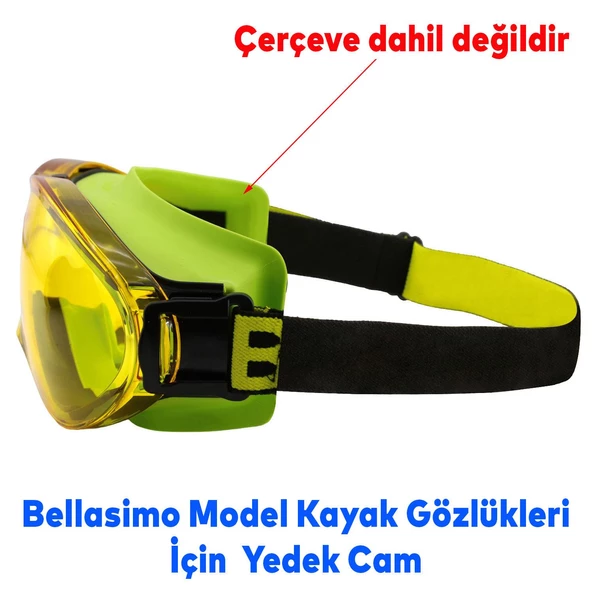Bellasimo Çerçevesiz Kayak Gözlüğü Camı Lens Değiştirebilir Cam Antifog Güneş Kar Gözlük Camı Sarı - 7