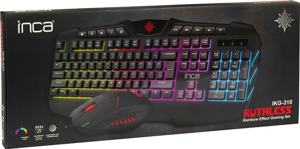 Inca Ruthless IKG-310 Rainbow Effect Oyuncu Gaming Klavye + Mouse Seti - Resim 7