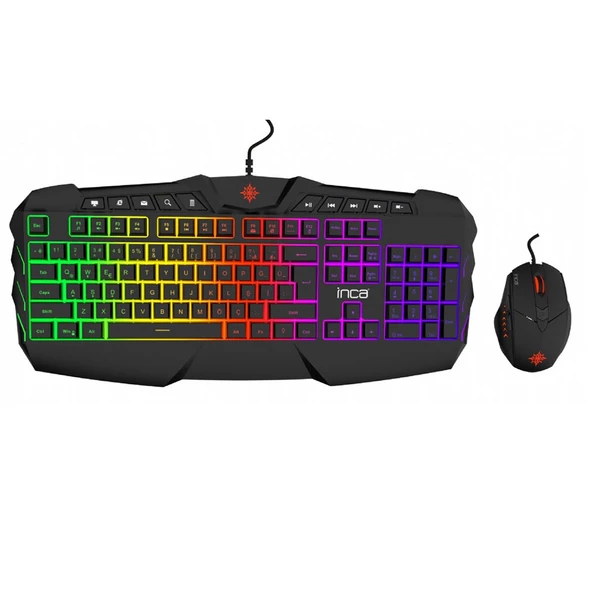 Inca Ruthless IKG-310 Rainbow Effect Oyuncu Gaming Klavye + Mouse Seti