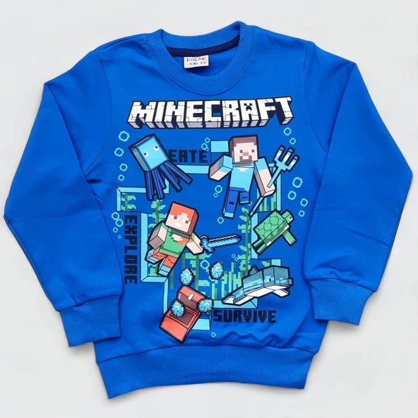 Minecraft Mavi Renkli Erkek Çocuk Giyim Seti - 2