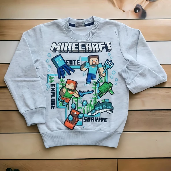Minecraft Gri Renkli Erkek Çocuk Giyim Seti - 2