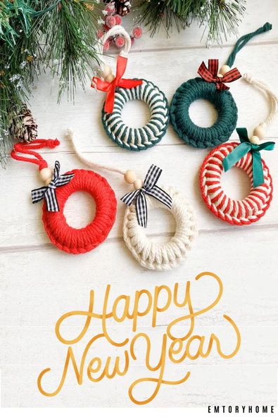 5 Adet Handmade Renkli Yılbaşı Ağaç Süsü - Yılbaşı Süsü - Christmas Decor ürün görseli