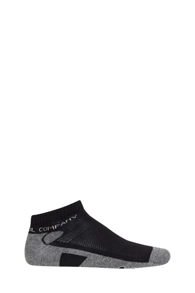Oil Company Siyah Gri Patik Unisex Çorap Naturel - 2