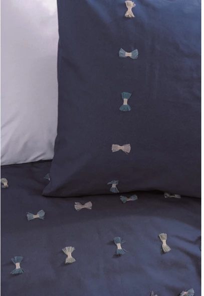 Cotton Box Brode Nakışlı Ranforce Çift Kişilik Nevresim Takım Gına Lacivert - 2