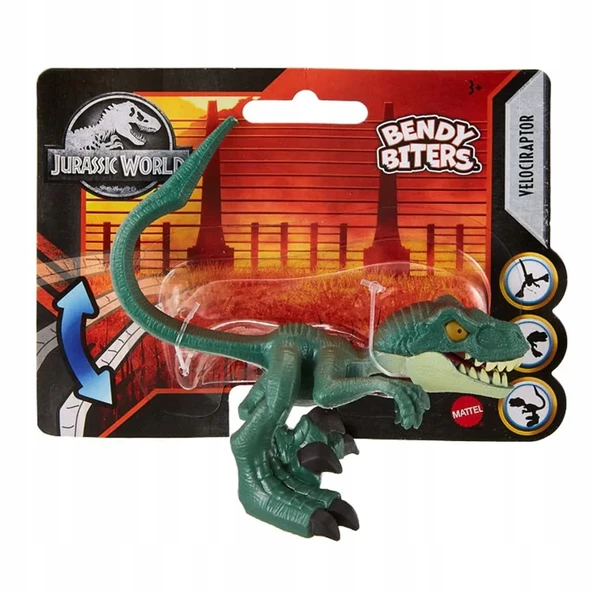 Jurassic World Dinozor Figür Velociraptor Bendy Biters Mattel Lisanslı Orjinal Oyuncak