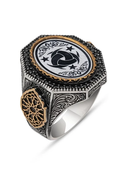 Teşkilatı Mahsusa Armalı 925 Gümüş Erkek Yüzük - Resim 2