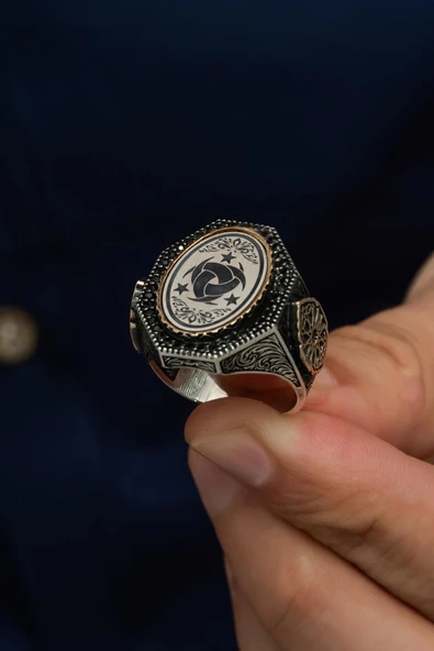 Teşkilatı Mahsusa Armalı 925 Gümüş Erkek Yüzük - Resim 4