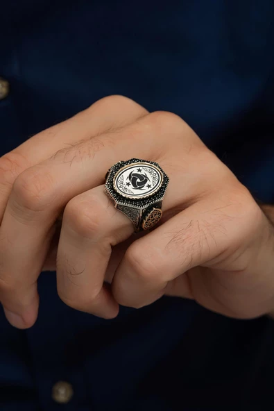 Teşkilatı Mahsusa Armalı 925 Gümüş Erkek Yüzük - Resim 5