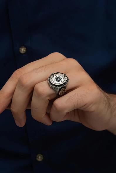 Teşkilatı Mahsusa Armalı 925 Gümüş Erkek Yüzük - Resim 3