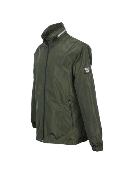 Gizli Kapüşonlu Spor Yağmurluk Haki Renk - 9