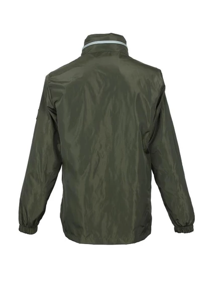 Gizli Kapüşonlu Spor Yağmurluk Haki Renk - 7