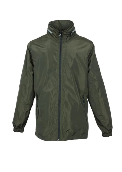 Gizli Kapüşonlu Spor Yağmurluk Haki Renk - 11