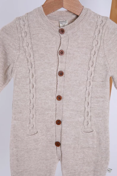 Babyhola Organik %100 Triko Kız Erkek Bebek Çocuk Bereli Tulum Takım 5717 - 2