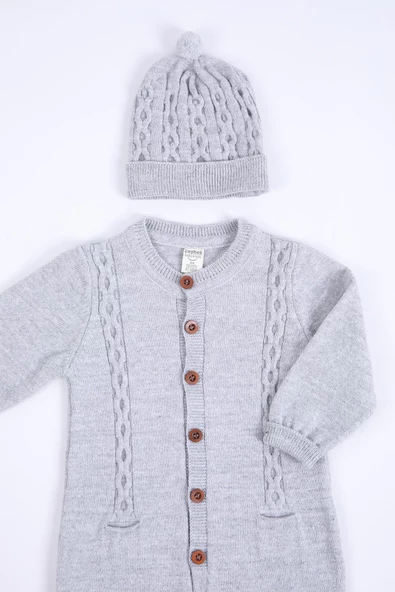 Babyhola Organik %100 Triko Kız Erkek Bebek Çocuk Bereli Tulum Takım 5717 - 10