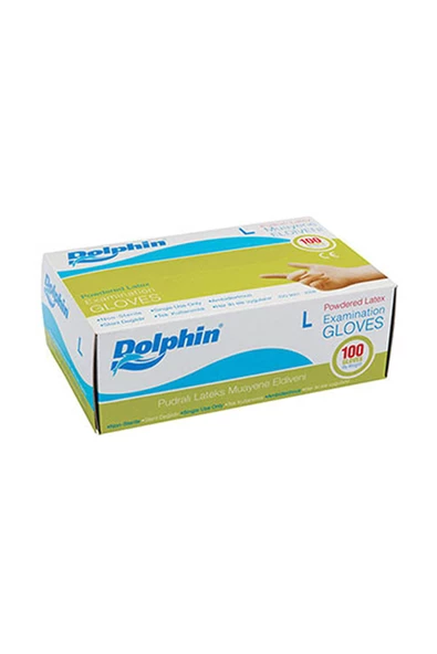 Dolphin Pudralı Beyaz Lateks Eldiven (100 Adet/Kutu) - 2
