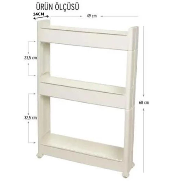 Motek Çok Amaçlı Tekerlekli Mutfak, Banyo Rafı Organizer SR-03 - 7