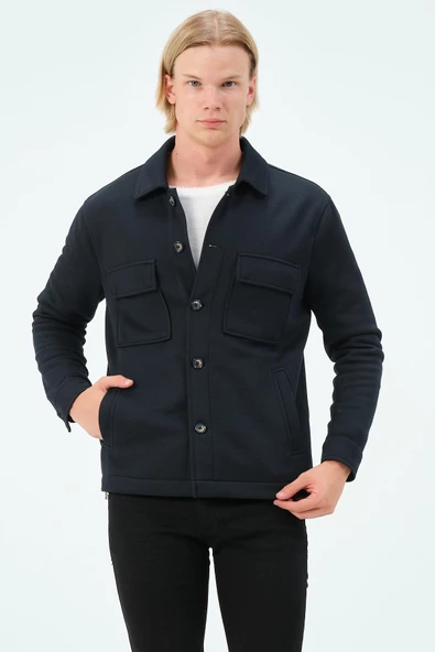 CEKMON Erkek Düğmeli Çok Cepli Rahat Regular Fit Klasik Ceket - 6