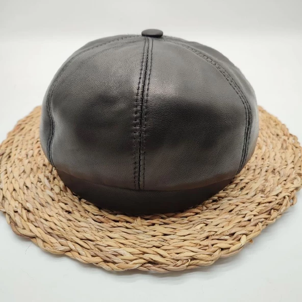 Siyah Renk Erkek Deri Kasket - 4